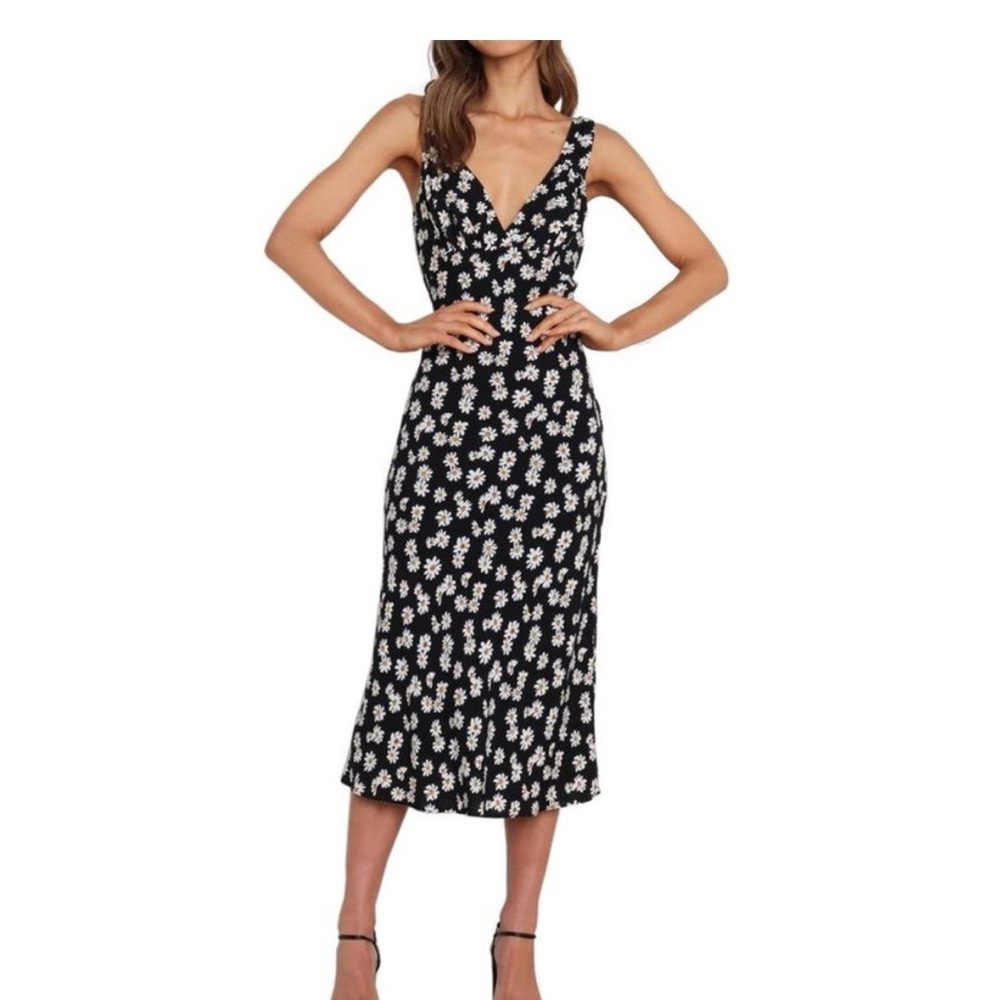 Petal & Pup Black and White Floral Midi Dress